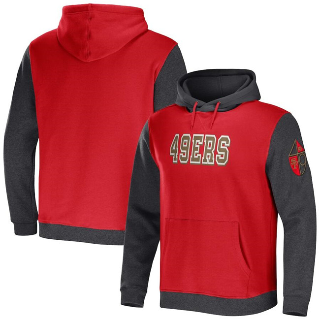 Men's San Francisco 49ers x Darius Rucker Collection Scarlet/Charcoal Colorblock Pullover Hoodie Men's San Francisco 49ers x Darius Rucker Collection Scarlet/Charcoal Colorblock Pullover Hoodie